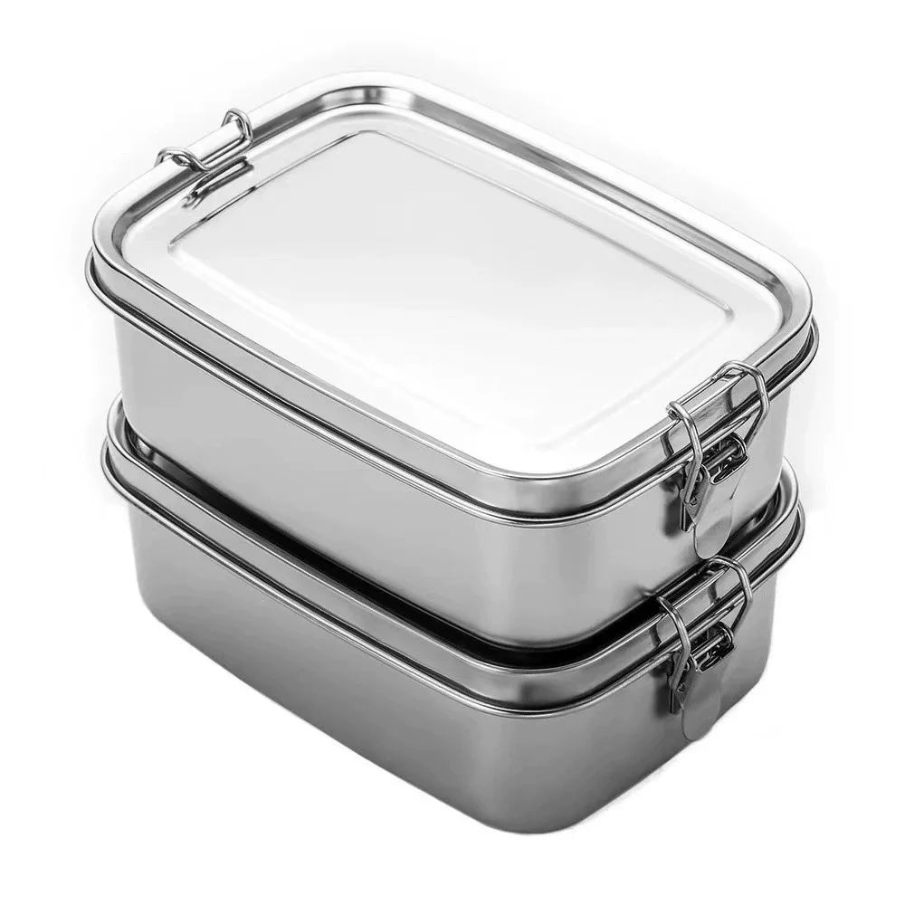 Bento Box Two Tier - 子供と大人のためのステンレススチール製ランチボックス、ポータブル漏れ防止弁当箱、旅行用食品食事準備容器、食器洗い機対応
