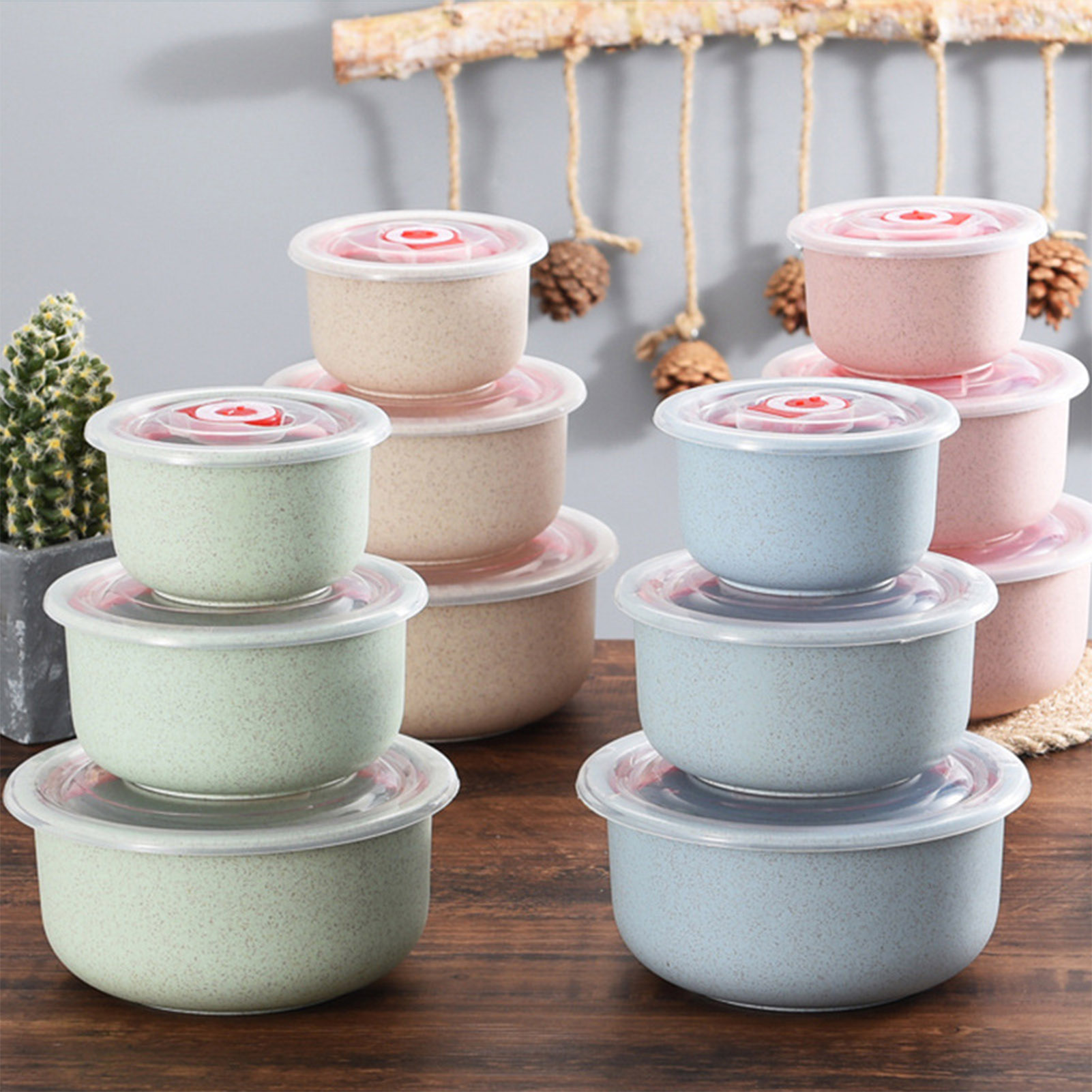 Bento Box Two Tier - 3個入り食品保存容器弁当箱軽量食品保存容器キッチン収納ピクニック食事準備テイクアウト用