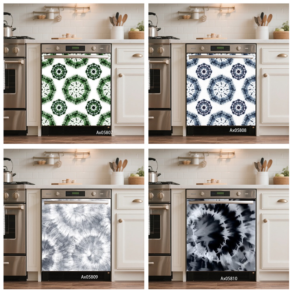 Shibori Tie Dye - ボヘミアン風絞り染めマンダラ食器洗い機用ステッカー自己粘着ラップ壁紙カスタマイズ家の装飾ドアポスターステッカー