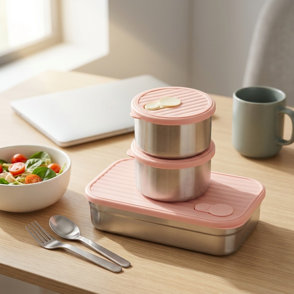 Bento Box Two Tier - 弁当箱セット 電子レンジ対応 304ステンレス製 食品保存容器 子供と大人のための食事準備 キッチンアクセサリー