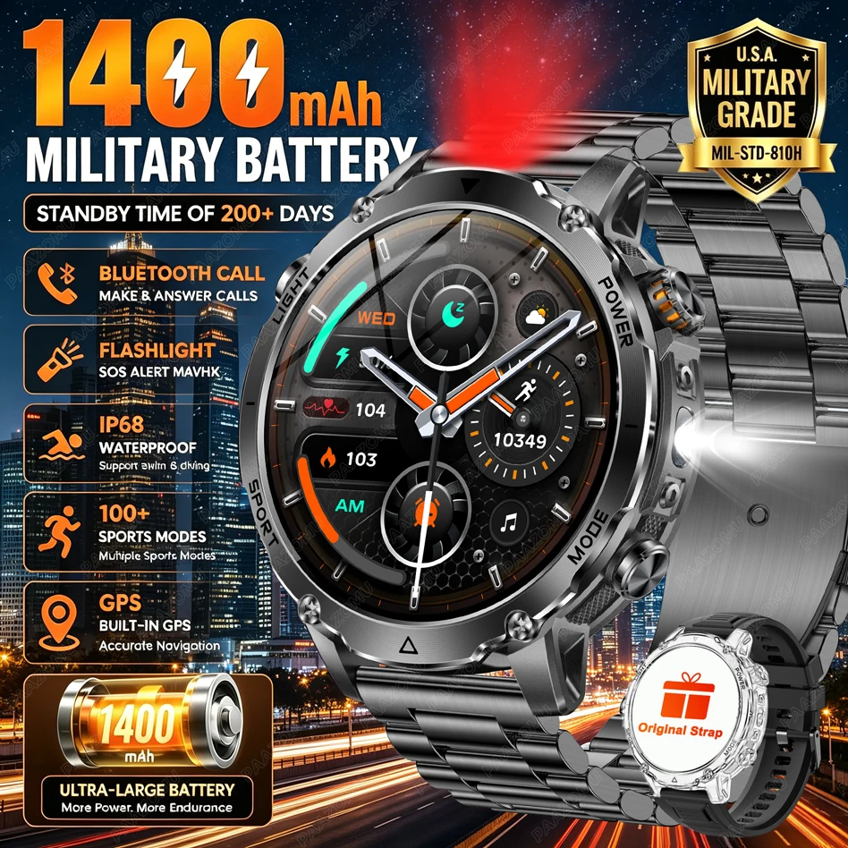 Japanese Lifestyle Brand - ブランド + 1400mAh ビッグバッテリー スマートウォッチ メンズ