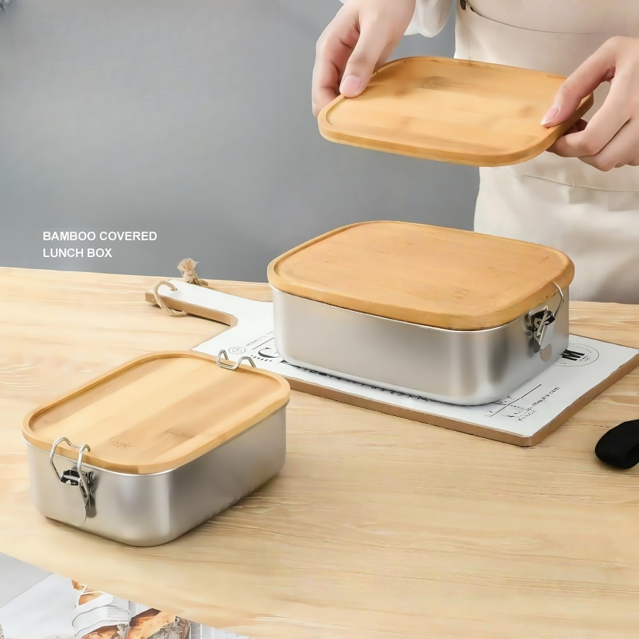 Bento Box Two Tier - 304 ステンレス鋼弁当箱密封容器ポータブル寿司ボックス弁当キャンプ食器漏れ防止食品キャリア