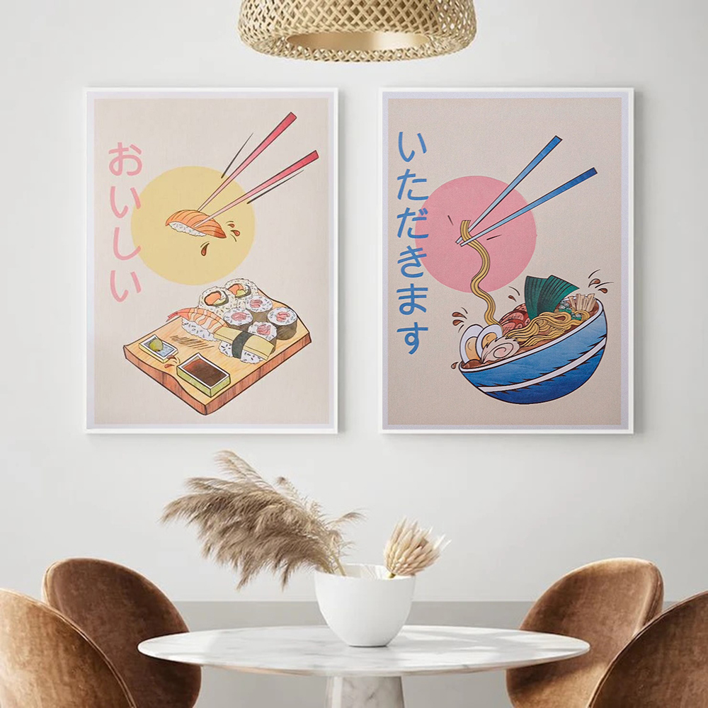 和風キッチン食品ポスターとプリントラーメン寿司キャンバス絵画 - Japanese Food Lifestyle のレビューと価格
