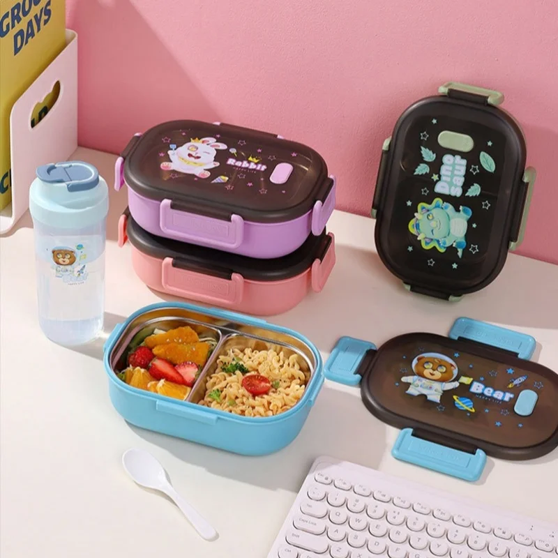 密閉型ステンレス製弁当箱,子供用,学校,オフィス,ピクニック - Bento Box Two Tier のレビューと価格
