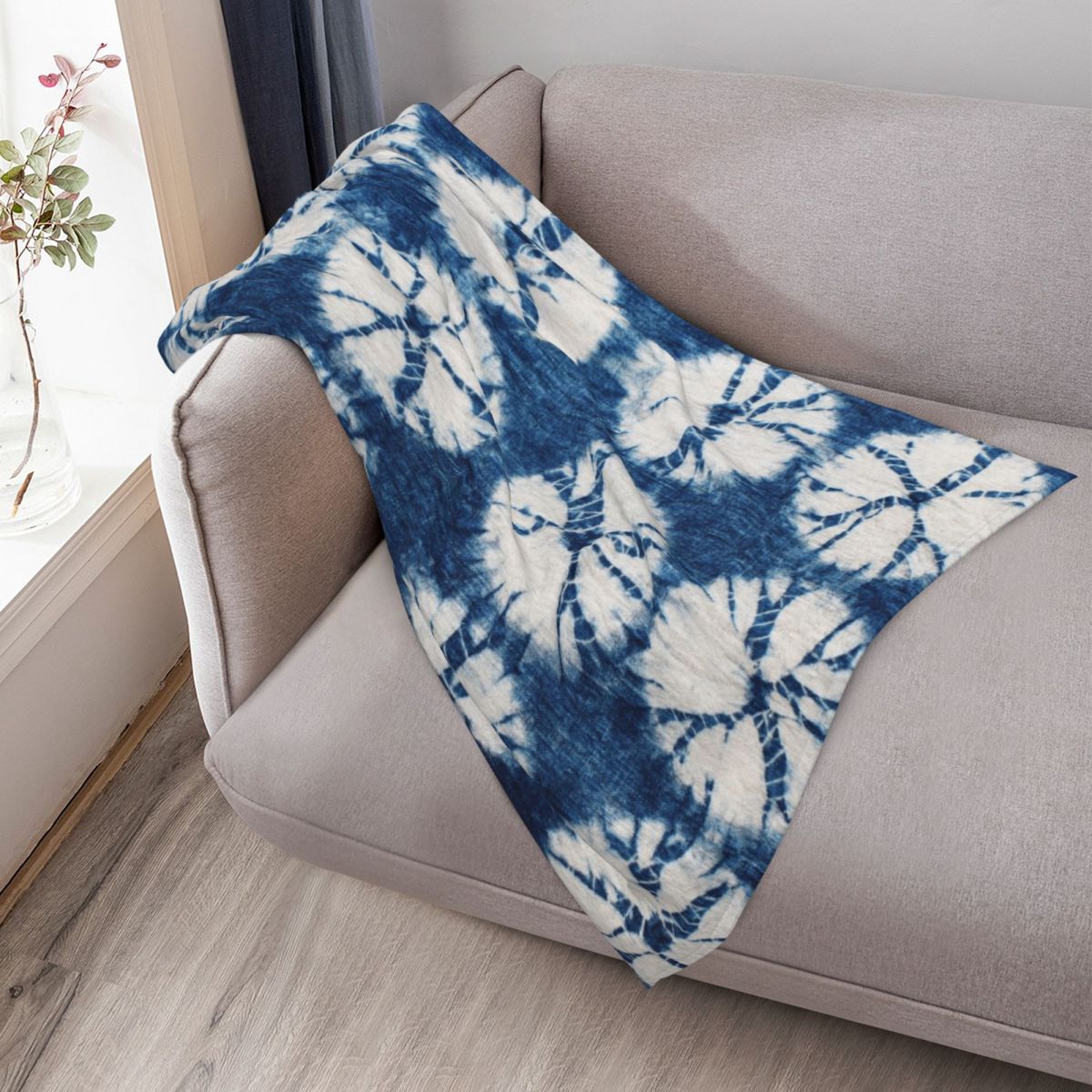 絞り染め模様、藍染め、タイダイ柄のブランケット、ヘアアクセサ - Shibori Tie Dye のレビューと価格