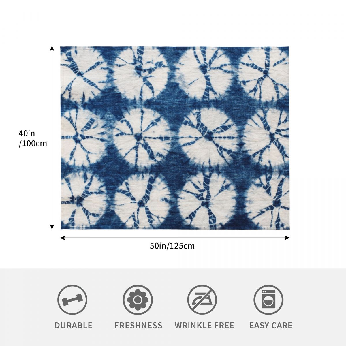 絞り染め模様、藍染め、タイダイ柄のブランケット、ヘアアクセサ - Shibori Tie Dye のレビューと価格