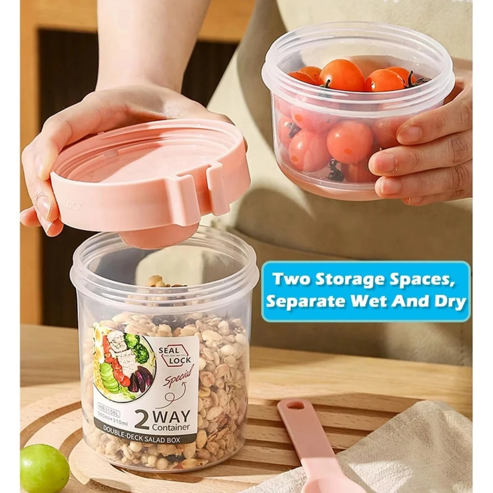 ポータブルサラダカップ朝食カップ食品分層ヨーグルトシリアルオ - Bento Box Two Tier のレビューと価格