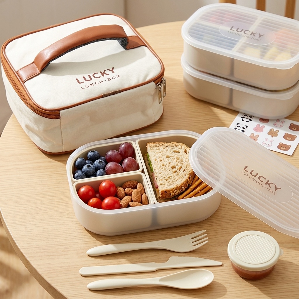 子供用ポータブル分割プラスチックランチ容器、学生用取り外し可 - Bento Box Two Tier のレビューと価格