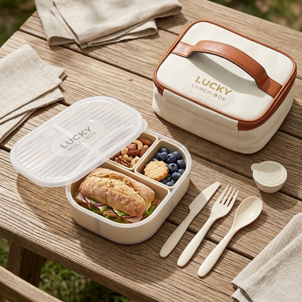 子供用ポータブル分割プラスチックランチ容器、学生用取り外し可 - Bento Box Two Tier のレビューと価格