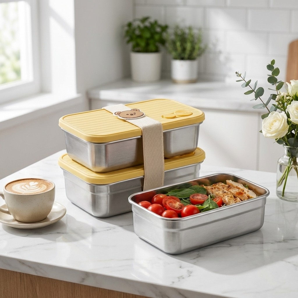 304 ステンレス鋼弁当ランチボックス電子レンジ加熱可能積み - Bento Box Two Tier のレビューと価格