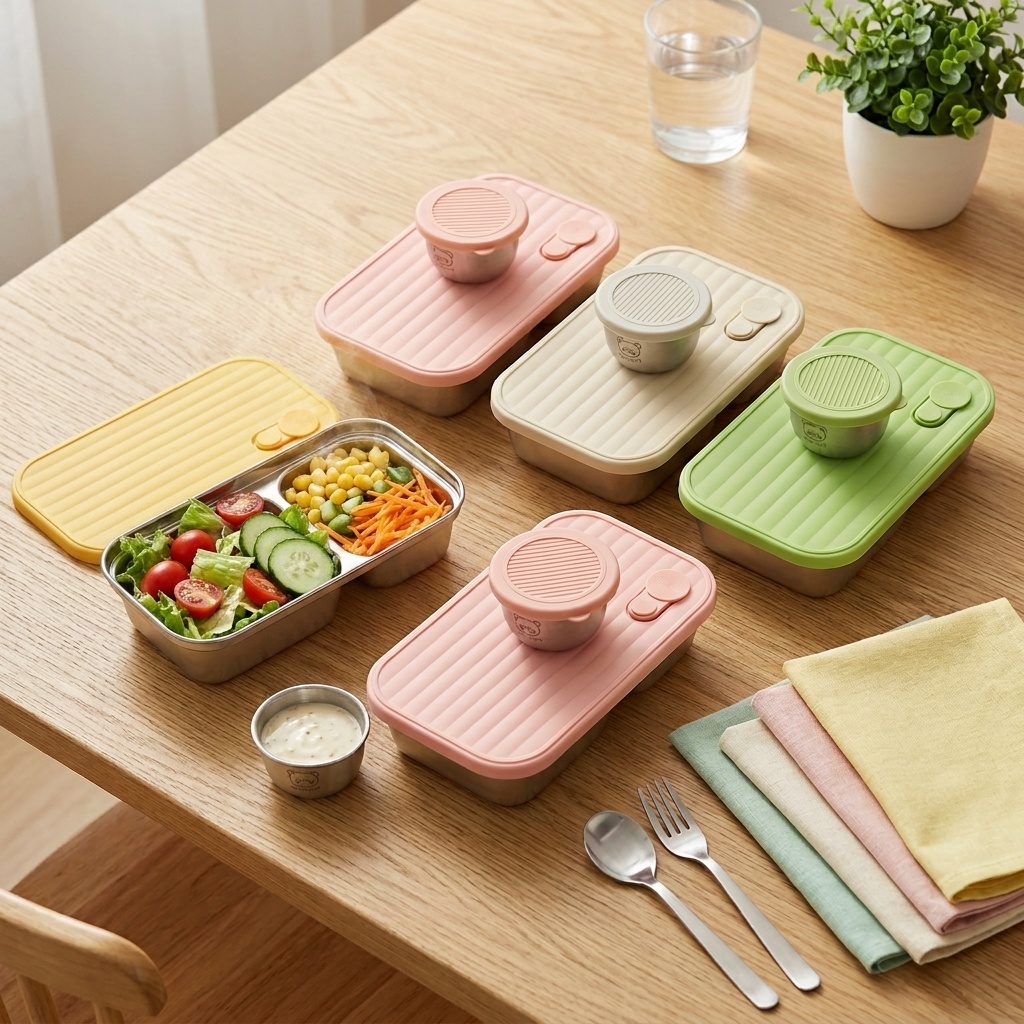 ポータブルフルーツサラダ食品容器子供学生用積み重ね可能な 3 - Bento Box Two Tier のレビューと価格