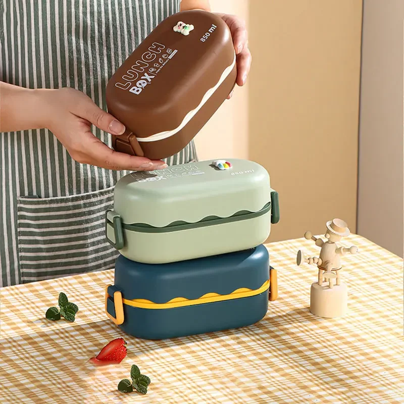 スプーンバックル付きの2層プラスチックコンパートメント弁当箱 - Bento Box Two Tier のレビューと価格