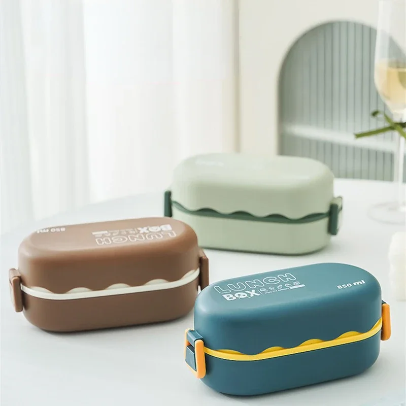 スプーンバックル付きの2層プラスチックコンパートメント弁当箱 - Bento Box Two Tier のレビューと価格