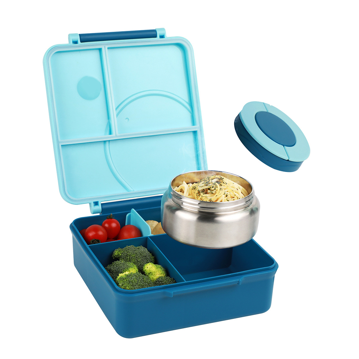 断熱スープ付き4グリッドランチボックス、ティーンエイジャーや - Bento Box Two Tier のレビューと価格