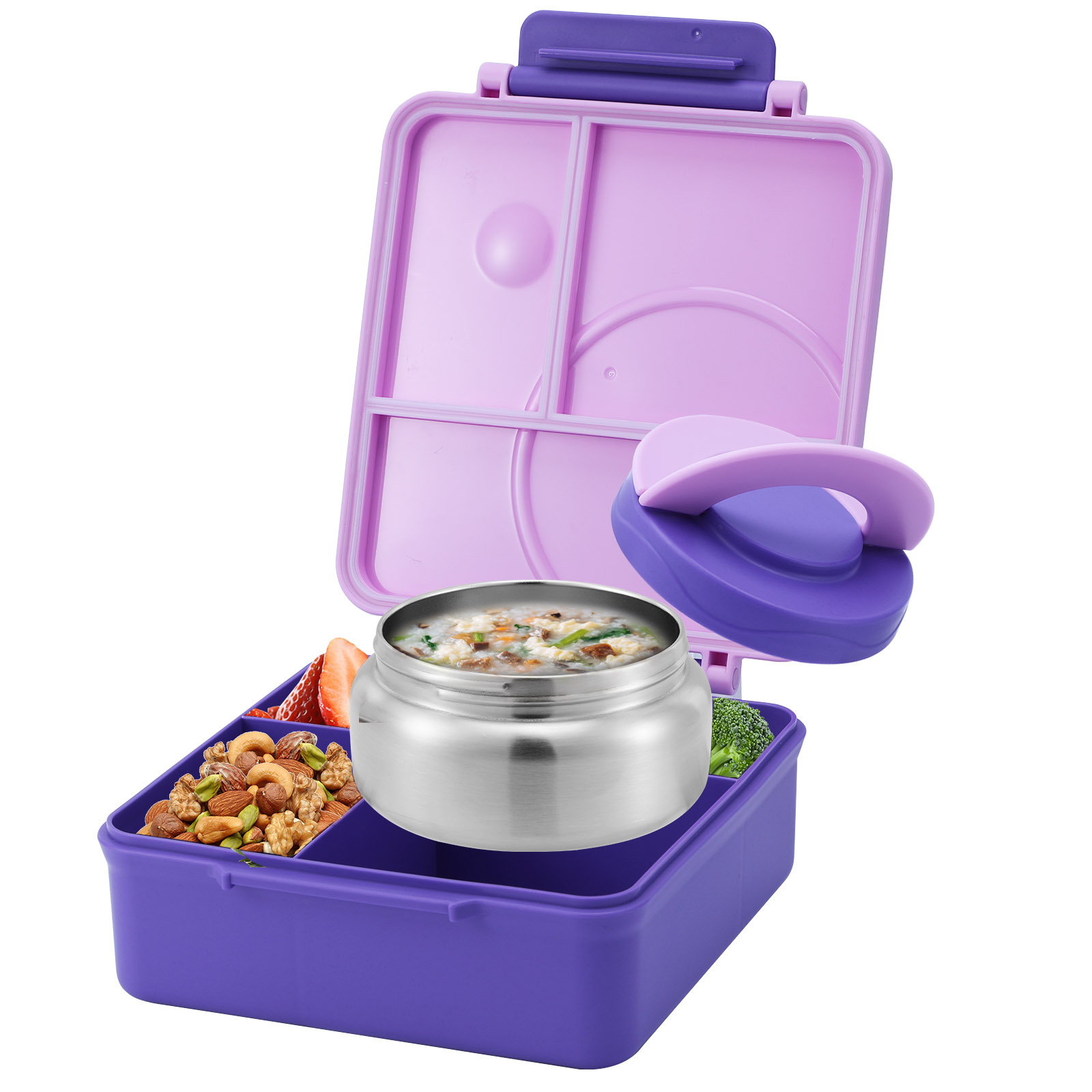断熱スープ付き4グリッドランチボックス、ティーンエイジャーや - Bento Box Two Tier のレビューと価格
