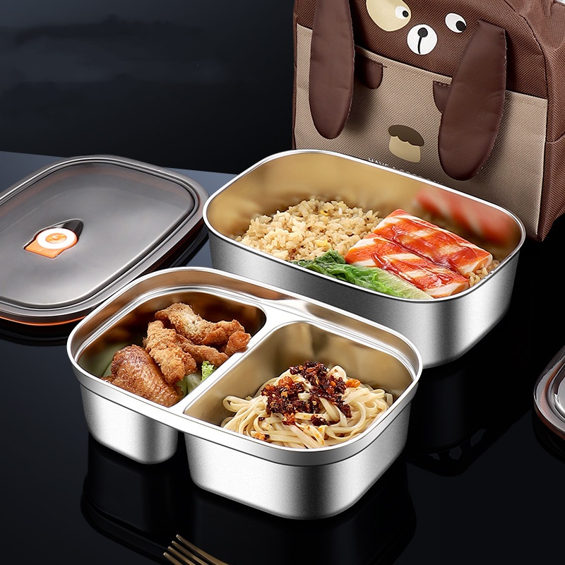 子供と大人用のステンレススチール製ランチボックス、ポータブル - Bento Box Two Tier のレビューと価格