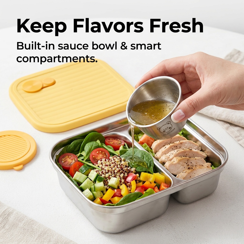 304ステンレス製ランチ容器、子供や学生向けの携帯用密閉ラン - Bento Box Two Tier のレビューと価格