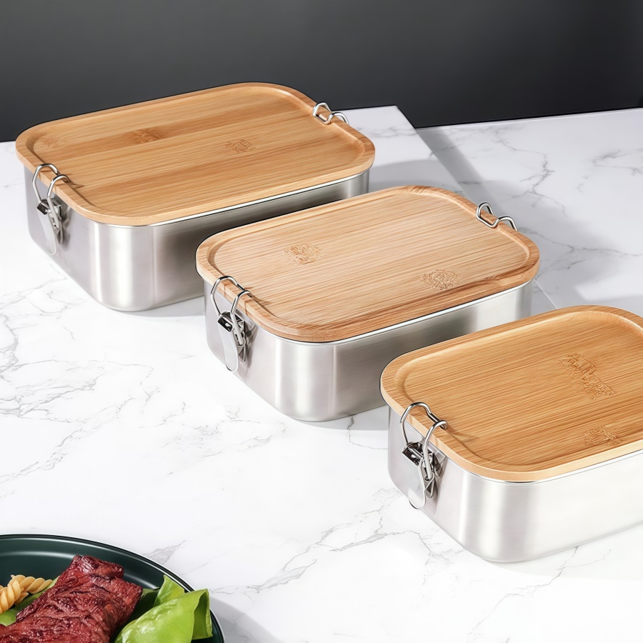 304 ステンレス鋼弁当箱密封容器ポータブル寿司ボックス弁当 - Bento Box Two Tier のレビューと価格